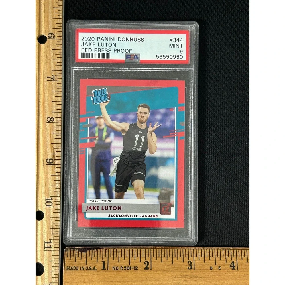 2020 Panini Donruss Jake Luton Rated Rookie Red Press Proof PSA‎ 9 Mint Card